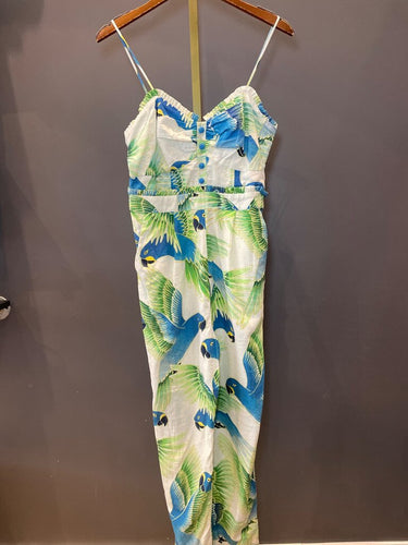 Farm Rio Macaw Parrot Print Jumpsuit sz S