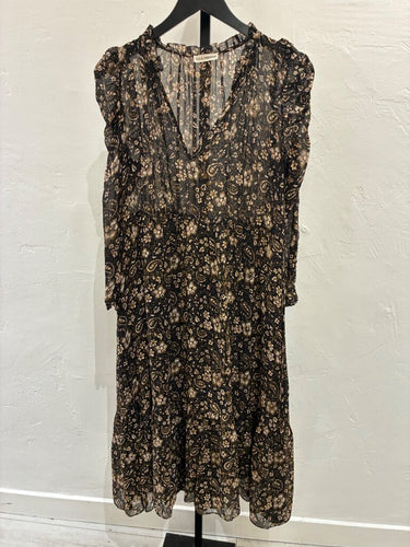Ulla Johnson Floral Chiffon Long Sleeve Midi Dress sz 4