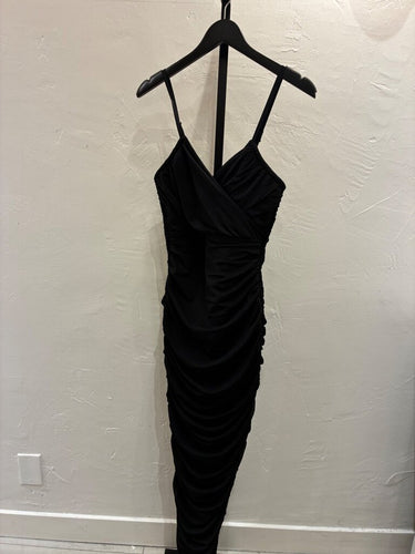 Elliatt Black Ruched Midi Dress sz XS