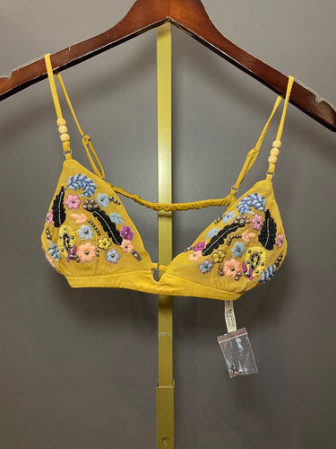 Intimately Free People Yellow Embroidered Floral Bralette sz S