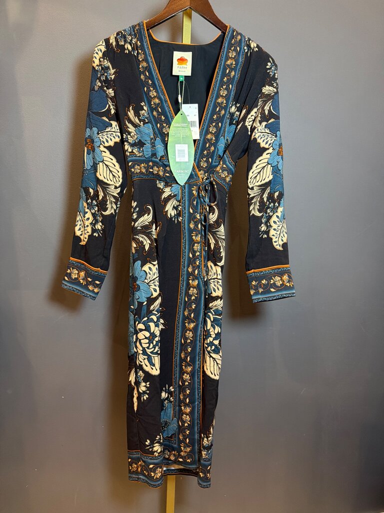 Farm Rio Blossom Tapestry Black Midi Wrap Dress sz XS – The Closet Trading Company