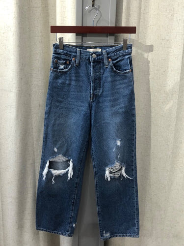 Levi's Ribcage Straight Ankle Distressed Jeans sz 26