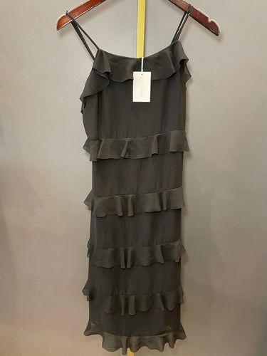 Lucy Paris Black Tiered Ruffle Midi Dress sz S