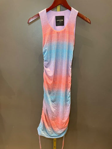 Le Superbe Metallic Sunset Ruched Midi Dress