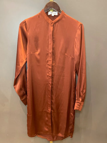 Andrea Iyamah Satin Long Sleeve Shirt Dress sz XS