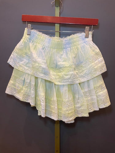 LoveShackFancy Tie-Dye Ruffle Mini Skirt sz S