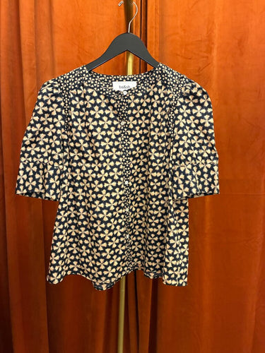 ba&sh Printed Puff Short Sleeve Blouse