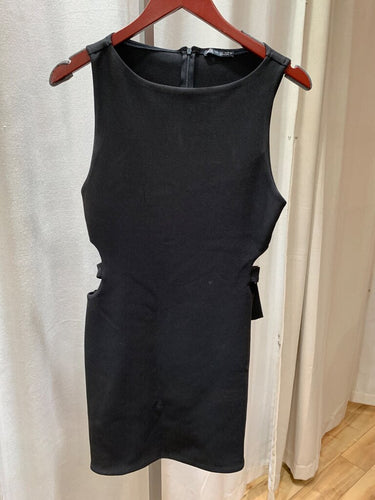 Zara Black Sleeveless Side Cutout Mini Dress sz L