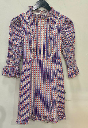 Laura Ashley x Urban Outfitters Striped Floral Smocked Ruffle Dress sz XS