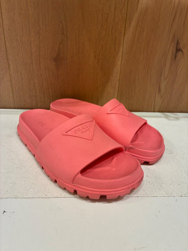 Prada Pink Logo Slide Sandals Size 35
