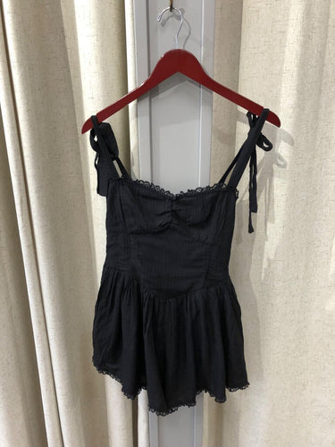 Show Me Your Mumu Tie-Strap Lace-Trim Romper sz XS
