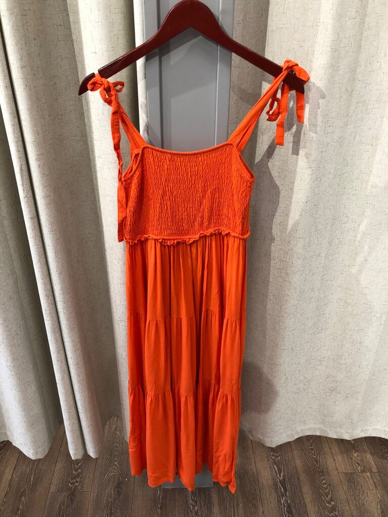 Zara Orange Smocked Tiered Midi Dress sz S – The Closet Trading Company