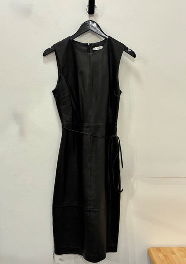 Vince Leather Front Knit Back Sleeveless Dress sz 8