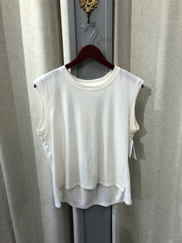 Treasure & Bond Sleeveless Pleat-Back High-Low Tank Top sz S