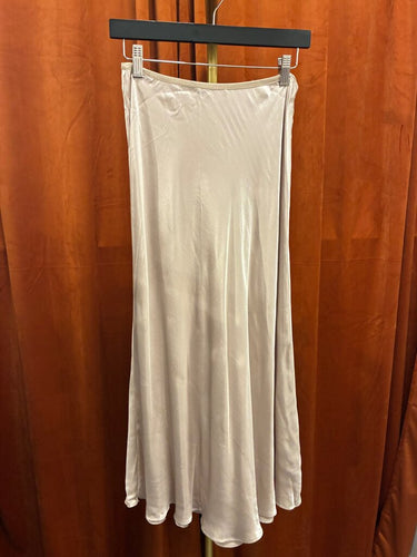 Zara Champagne Satin Midi Skirt sz M