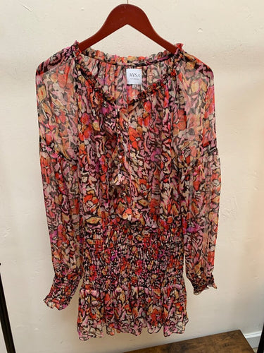 Misa Los Angeles Floral Smocked Marion Mini Dress sz S