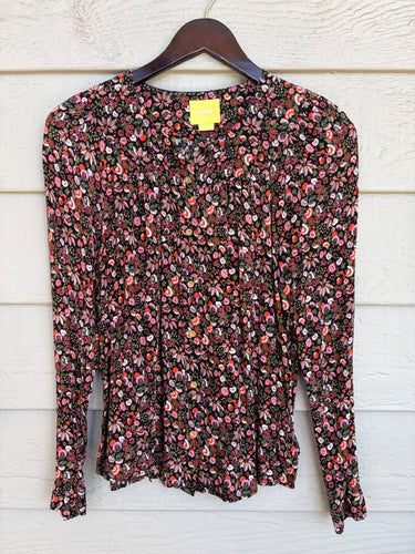 Maeve Floral Print Long Sleeve Button-Down Blouse sz M