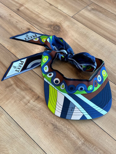 Emilio Pucci Printed Silk Tie-Back Visor Hat