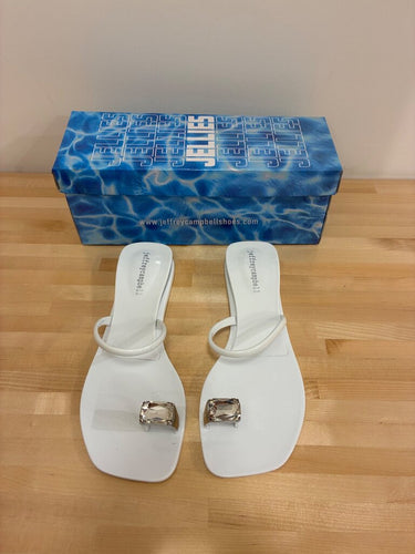 Jeffrey Campbell White Crystal Toe Ring Jelly Sandals sz 7