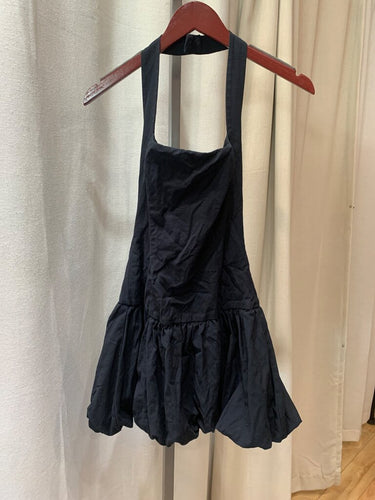 Reformation Black Halter Bubble Hem Mini Dress sz 2
