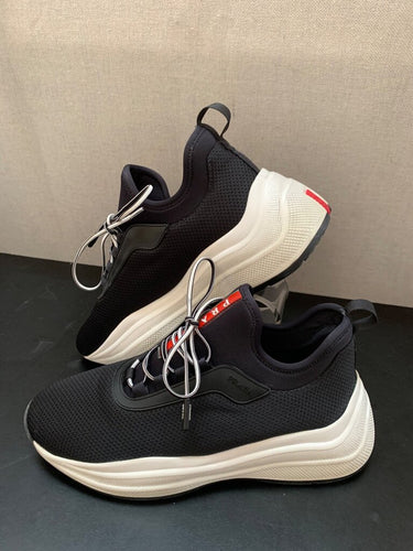 Prada Linea Rossa Black Knit Sneakers sz 37.5