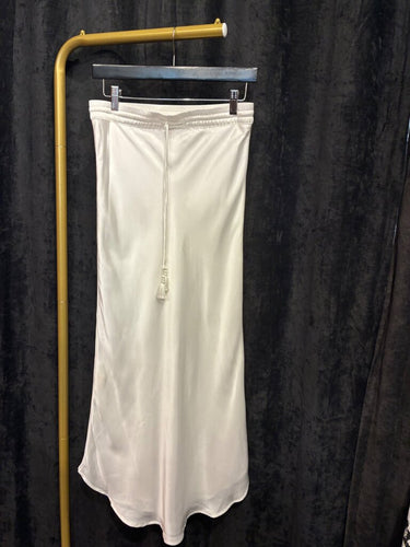 Flannel Silk Tassel Drawstring Midi Skirt sz 1