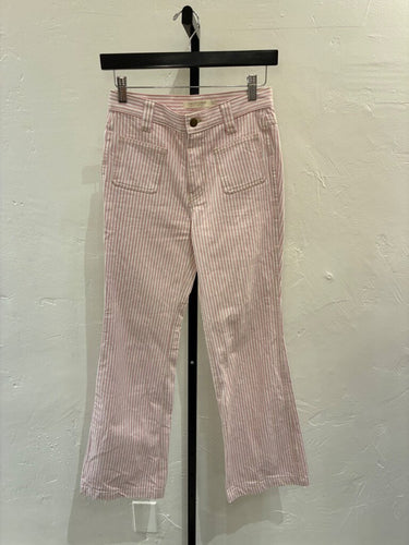 Christy Dawn Pink Striped Agnes Flare Jeans sz 25