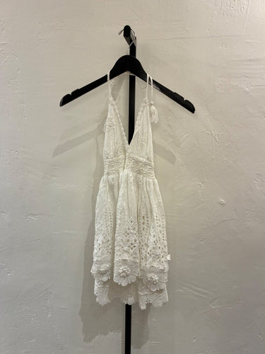 Antica Sartoria White Lace Halter Mini Dress sz ONE SIZE