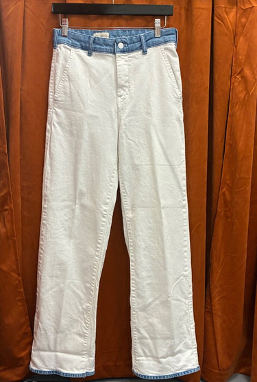 Pilcro Two-Tone Straight Leg Jeans in White sz 27