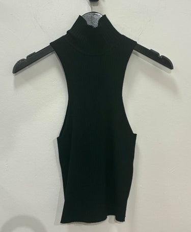 Pilcro Black Ribbed Mock Neck Sleeveless Top sz S