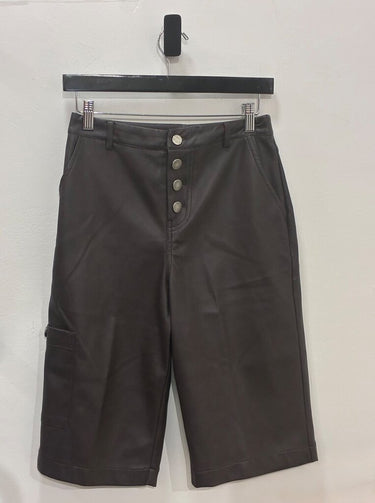 Avec Les Filles Faux Leather Button-Fly Cargo Bermuda Shorts sz 2