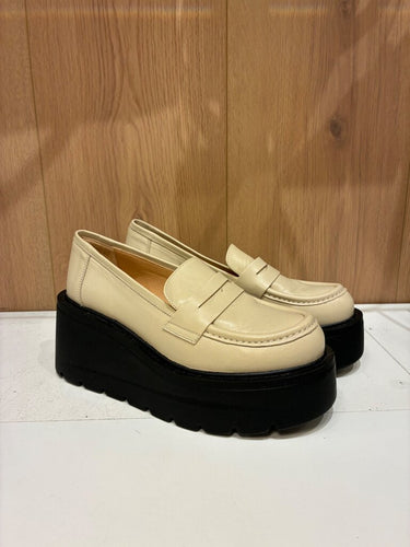 Maeve Cream Leather Chunky Platform Loafers sz 37