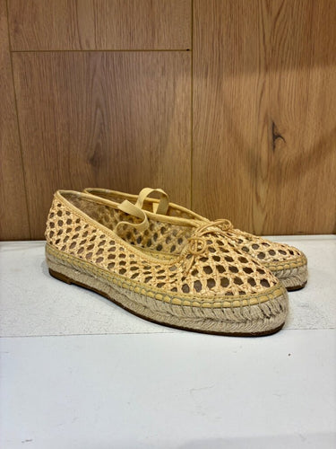 Loeffler Randall Woven Raffia Mary Jane Espadrilles sz 8M
