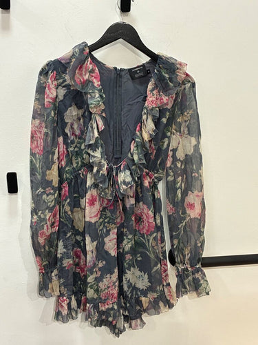 Zimmermann x Barneys New York Silk Floral Ruffle Romper sz 0
