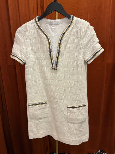 Sandro NWT Textured Short Sleeve Trim Dress sz 38