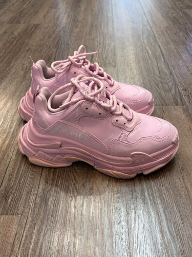 Balenciaga Pink Triple S Allover Logo Sneakers sz 39