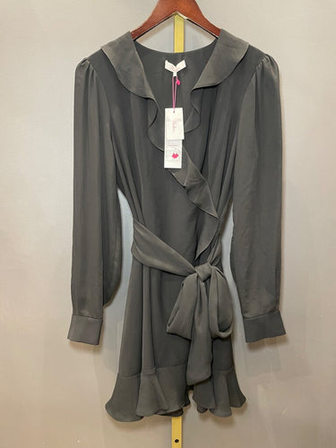 Parker Ruffled Wrap Mini Dress with Long Sleeves sz 4
