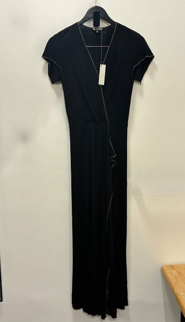Rozae Nichols Black Maxi Dress with Contrast Trim - Size M sz M