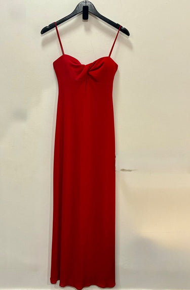 Laundry by Shelli Segal Red Twist-Front Spaghetti Strap Maxi Dress sz 2