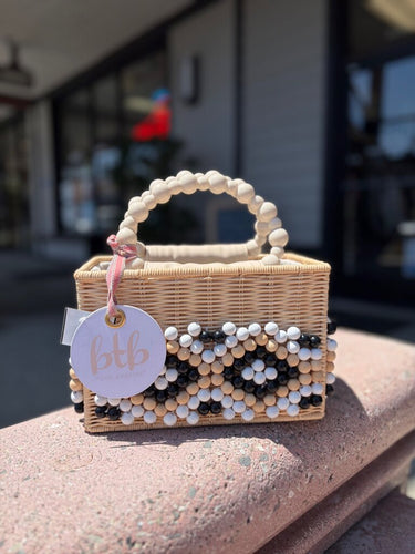 BTB Los Angeles Woven Straw Beaded Top-Handle Bag