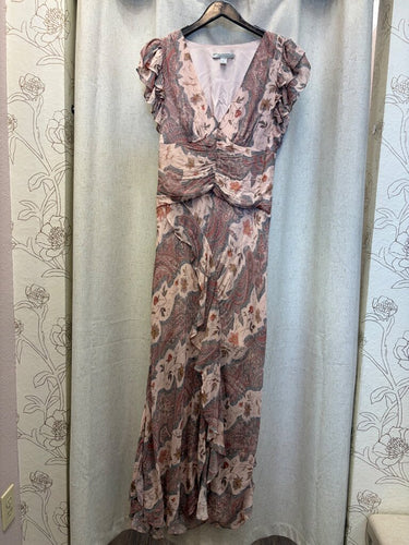 AllSaints Paisley Flutter Sleeve Ruffle Maxi Dress sz 6