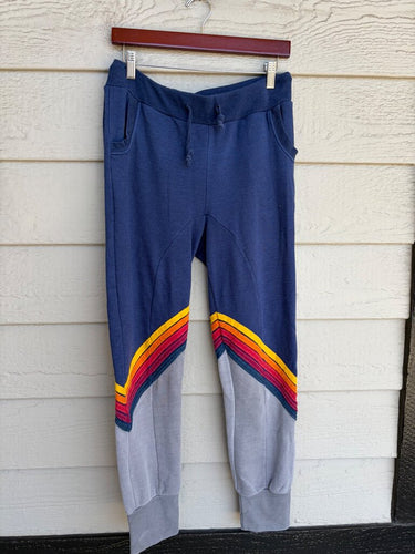 Aviator Nation Colorblock Rainbow Chevron Joggers sz M