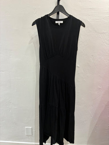 FRAME Black Sleeveless Tiered Midi Dress sz S/P