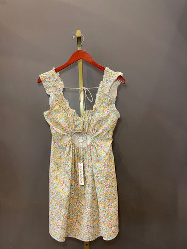 For Love & Lemons Floral Cutout Ruffle Strap Mini Dress sz M