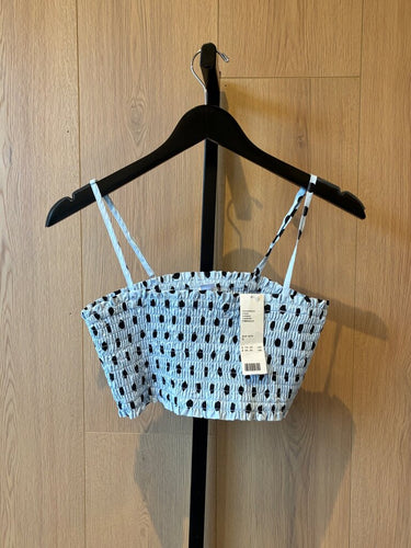 Kimchi Blue Smocked Polka Dot Crop Top sz S-P