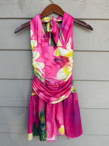 Miaou Capri Ruched Halter Mini Dress sz S