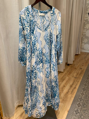 Natalie Martin Coral Print Maxi Dress sz M