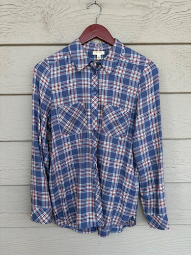 Soft Joie Plaid Button-Down Long Sleeve Shirt sz XS