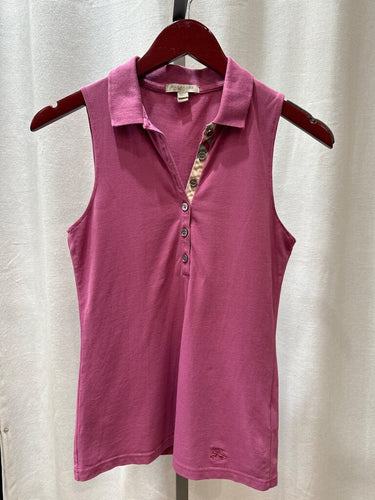 Burberry Brit Sleeveless Check-Placket Polo Top sz XS