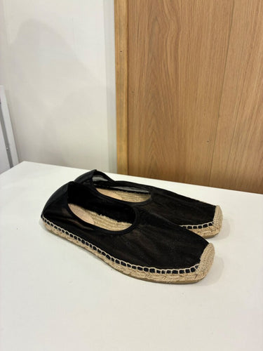 J.Crew Black Mesh Espadrille Flats sz 8